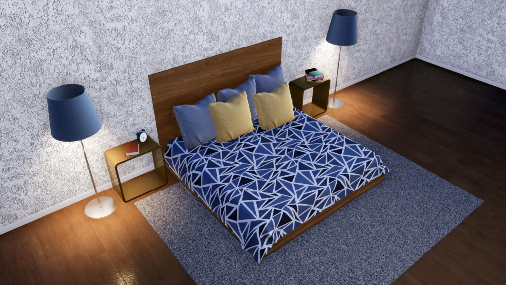 Minimalist bedroom at night reflecting mental alertness affecting sleep